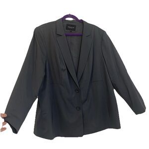 Lafayette 148 Two Button Blazer Virgin Wool Gray Career Jacket Plus - Size 20W
